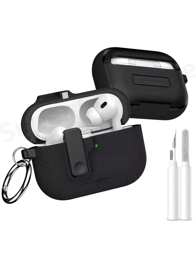 Fekra Lock Case for Apple Airpods Pro 3 (2025), Rugged Protection with Secure Lock for Airpods Pro 3 3rd Generation Cover with Cleaner Kit (Fluffy Black, AirPods Pro 3 (2025)) - Image 3